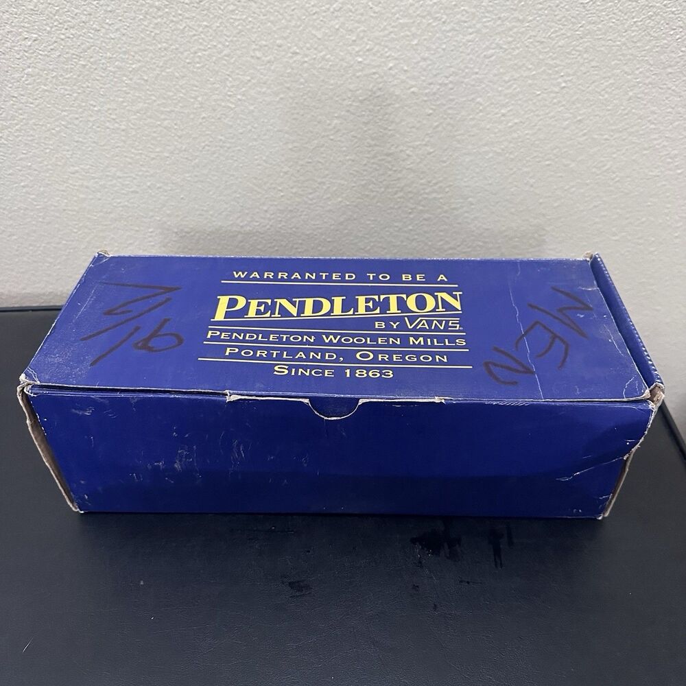 Vintage Pendleton Vans Wool Slip on Shoes Men’s 9.5 Baked Apple Navy Sneakers - Picture 13 of 16
